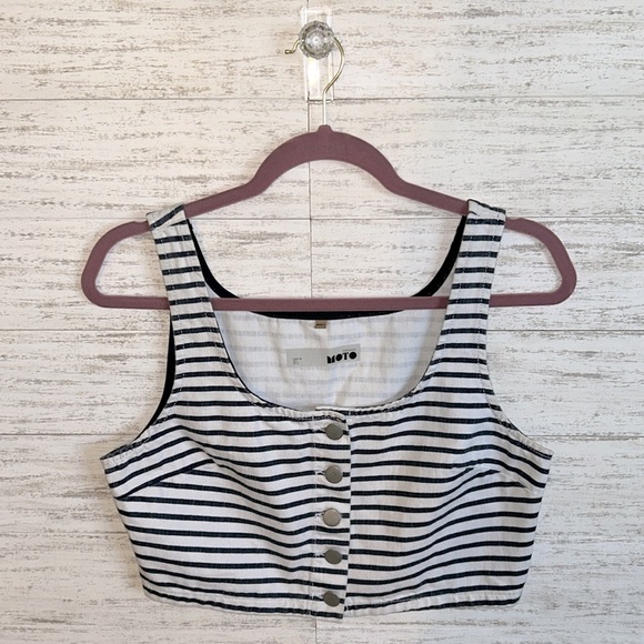 Topshop Moto Stripe Crop Top | SIZE 6 - Picture 1 of 5